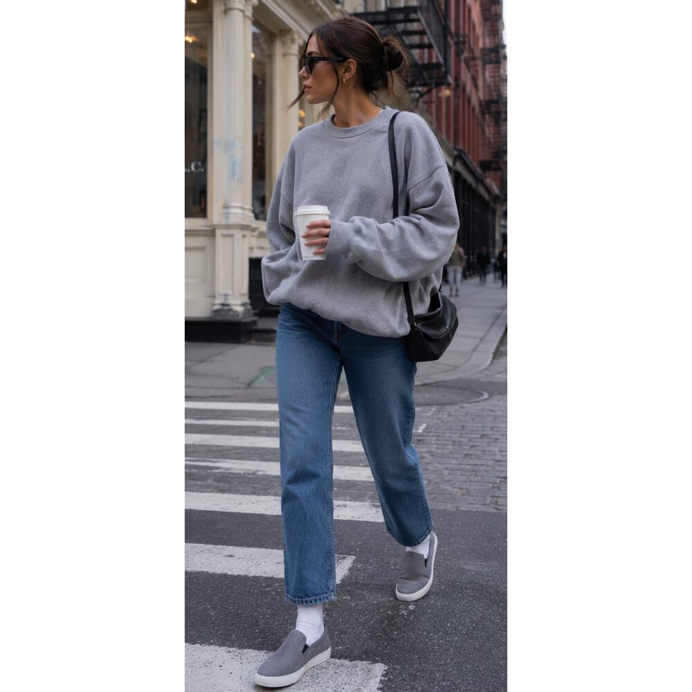 Prada Gray Suede Slip On Sneakers Womens 7 Leather Lined - Picture 3 of 15